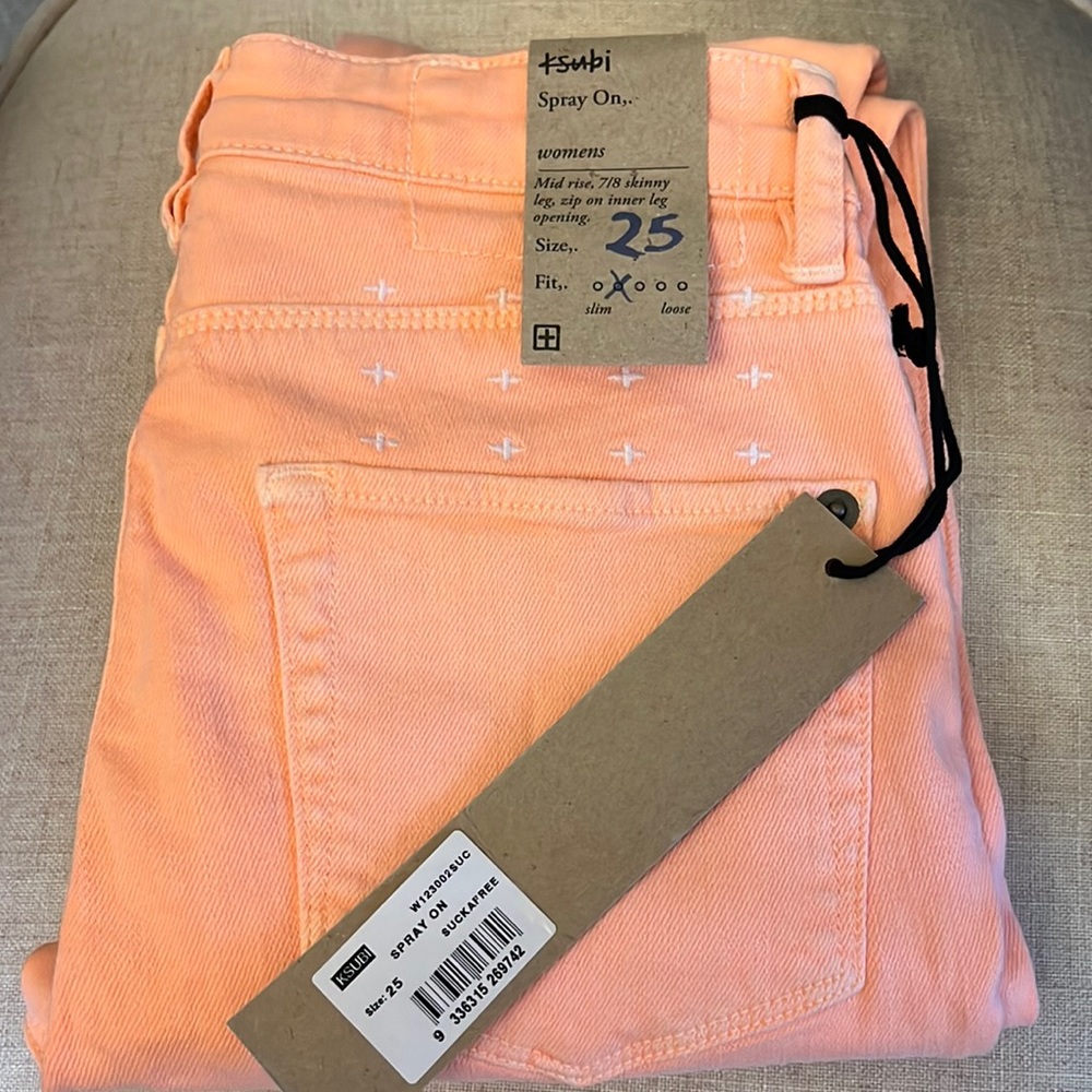 NWT KSUBI Women's Spray On Skinny Ankle Zip Jeans Mid Rise Skinny